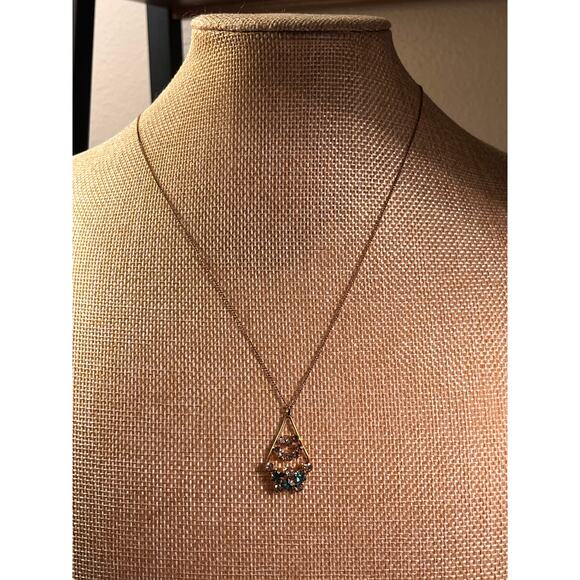 Vintage 1/20 12K GF Necklace Floral Rhinestone Pendant Gold Filled Chain - Picture 3 of 8